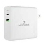 Adaptador Cargador De Corriente De 65W Puertos Usb-A/Usb-C Perfect Choice - Blanco