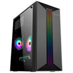 Gabinete Micro Torre Quaroni Micro Atx, Mini Itx/1Usb 2.0 1Usb 3.0/Rgb/Panel Acrilico/Fuente 500 W/Negro