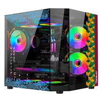 GABINETE OCELOT GAMING BLACK MIZU /M-ATX, ITX / PANEL LATERAL Y FRONTAL DE CRISTAL TEMPLADO / INCLUYE 3 VENTILADORES / ENFRIAMIENTO LIQUIDO HASTA 240MM / GPU HASTA 320MM / COLOR NEGRO