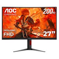MONITOR GAMER CURVO AOC C27G4H2 /  PANEL VA / 200 HZ / TIEMPO DE RESPUESTA 1 MS / AMD FREE SYNC / COLOR NEGRO Y ROJO / HDMI / VGA / DP / ASPECTO 16:9 / RESOLUCION 1920 X 1080 / BRILLO 300 CD/M2