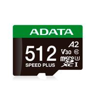 MEMORIA ADATA MICRO SDXC SPEED PLUS 512GB , U3/CL10/ V30/ A2 / 180MB/160 MB COMPATIBLE CON PORTAIL, PC , TABLETA, CAMARA DE ACCION, PANORAMICA, DRONES, CON ADAPTADOR UD512GUI3V30A2SP-RA