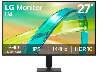 MONITOR PC LG 27U411B-B FHD 27 PULG,PANEL IPS,144HZ,RESOL 1920X1080,ASP 16:9,BRILLO 250CD/M2,TR 1MS MBR 5MS(GTG AT FASTER),CONTR 1500:1,HDR10,AMD FREESYNC,D-SUB,HDMI,VESA 100X100