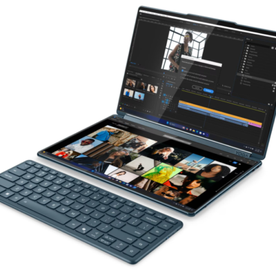 LAPTOP LENOVO YOGA BOOK 9 14IAH10/CORE ULTRA 7 255H 2.0GHZ/32GB/1TBSSD/142 PANTALLAS OLED/CON IA/ 2.8K WQXGA/TOUCH/360°/CON RATON/SOPORTE/FUNDA/TECLADO RETROILUMINADO/COLOR AZUL VERDOSO/WIN 11 HOME