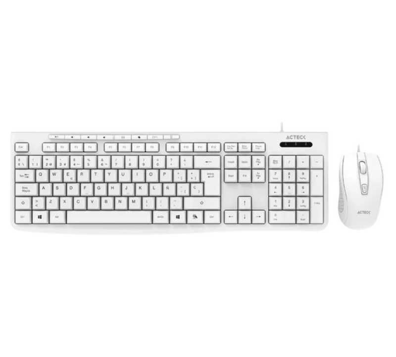 KIT ACTECK CREATOR PRIME MK455 / TECLADO Y MOUSE / ALAMBRICO / USB 2.0 / WINDOWS / ESPAÑOL / 105 TECLAS / MEMBRANA / MULTIMEDIA / OPTICO / 1600 DPI AJUSTABLE / 4 BOTONES / BLANCO / AC-941792