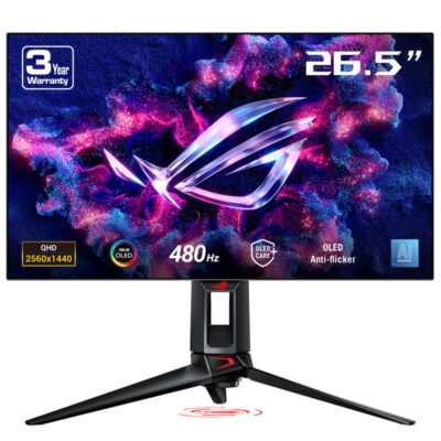 MONITOR GAMER ASUS ROG SWIFT OLED PG27AQDP /26.5 /2560X1440 /TR 0.03MS /480HZ /2X HDMI 2.1 /DP /VESA /PIVOTEABLE /G-SYNC