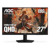 MONITOR GAMER AOC Q27G4XN / PANEL VA / 180 HZ / T. DE.R 1 MS / ADAPTIVE SYNC /  FLICKER FREE / COLOR NEGRO Y GRIS / HDMI / VGA / DP / ASPECTO 16:9 / RESOLUCION 2560 X 1440 / BRILLO 300 CD/M2