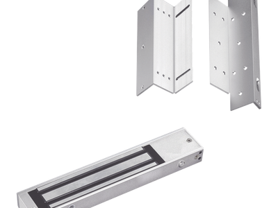 Kit de Control de Acceso / Chapa Magnética 280 kg (600 lbs) / Brackets Ajustables L y Z / LED Indicador de Estado / Aluminio Reforzado