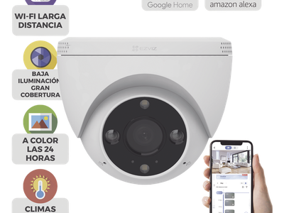 Cámara Domo IP / 3 Megapixel (2K) / Wi-Fi / Visión Nocturna Color 30 m (98.4 ft) / Detección Humana y Vehículo / IP67 / Audio Bidireccional / Ranura Micro SD 512 GB