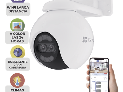 Cámara PT IP / 4K Ultra HD / Panorámica 360° / Visión Nocturna Color 30 m (98.4 ft) / Lente Dual / Wi-Fi / IP65