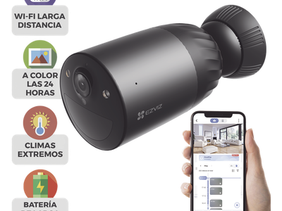 Cámara IP WiFi / 4K 8 MP / Lente 2.8mm / Visión Nocturna Color 15 m (49.2 ft) / Batería Recargable / Audio Bidireccional / IP65