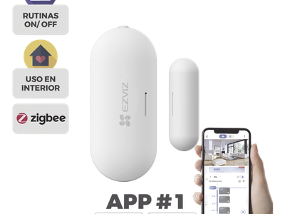 Sensor de Contacto Magnético Inalámbrico / Zigbee / Separación de Alarma 25 mm ± 5 mm / Autonomía 3 Años / Uso Interior / 53.5 x 22.5 x 13.5 mm