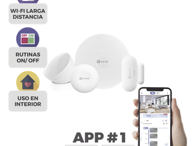 Kit de Alarma Inalambrico / Incluye: 1 Hub, 1 Sensor PIR, 1 Contacto Magnético y 1 Smart Boton / Configuración y Visualización por App Móvil EZVIZ / Protocolo Zigbee
