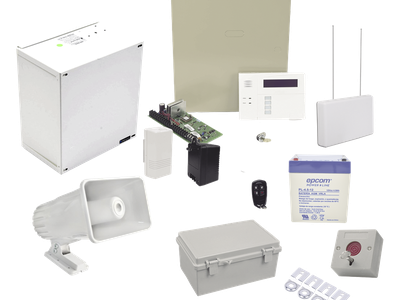 Kit de Alarma Vecinal / Panel 48 Zonas / 40 Botones de Pánico Inalámbricos / Sirena Estroboscópica Exterior