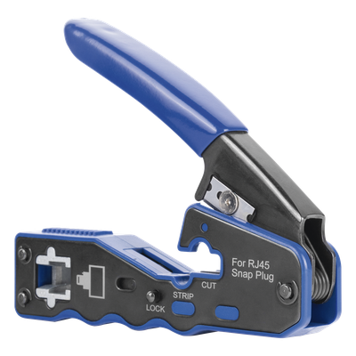 Pinza de Red / Corte y Terminado RJ45 Pass-Through / Cuchilla Intercambiable / Acero al Carbón / Mango Ergonómico ABS + TPR