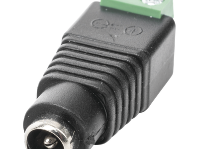 Adaptador de Alimentación DC / Jack Hembra 3.5 mm / Terminales Tornillo / Polarizado 12 Vcc / Pin Cobre 2.1 mm / Calibre 18 AWG