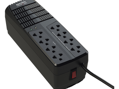 Regulador de Voltaje / 1000 VA / 500 W / 8 Contactos / AVR ±10% / Supresor de Picos 90 J / Protección RJ11 / Rango 95-148 V
