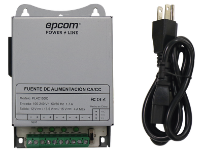 Fuente de Poder Metálica / 4 Canales / Voltaje Ajustable 12/13.5/15 Vcc / 4 A / 48 W / Montaje en Pared