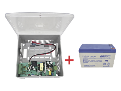 Fuente de Alimentación con Batería de Respaldo / 4 Salidas 1.25 A / Salida Ajustable 11-15 VCC 5 A / Entrada Universal 96-264 VCA / Batería AGM 12 V 7 Ah