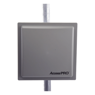 Lector RFID UHF / Alcance Ajustable 3 - 12 m (9.8 - 39.4 ft) / Frecuencia 902-928 MHz FHSS / Antena Integrada 12 dBi / Salida Wiegand 26 Bits / TCP-IP / Control de Acceso Vehicular