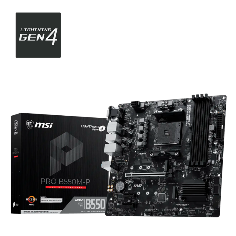 MB MSI B550 AMD S-AM4 5A GEN/2XDRR4 2667MHZ/PCIE 4.0/HDMI/DVI/4XUSB 3.2/M.2/MICRO ATX/GAMA MEDIA